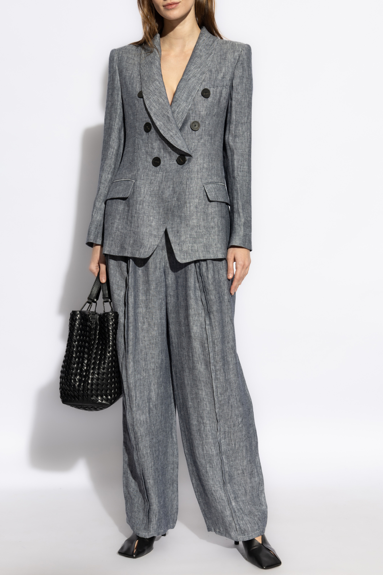 Emporio Armani Linen pants with stitching on the legs